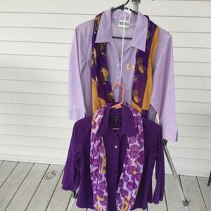 LSU Long Sleeve Front Button Shirts , lot of 2 with matching Infinity LSU scarve
